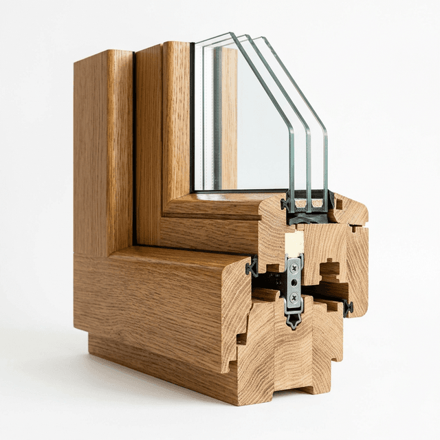 Doorsnede massief houten raam