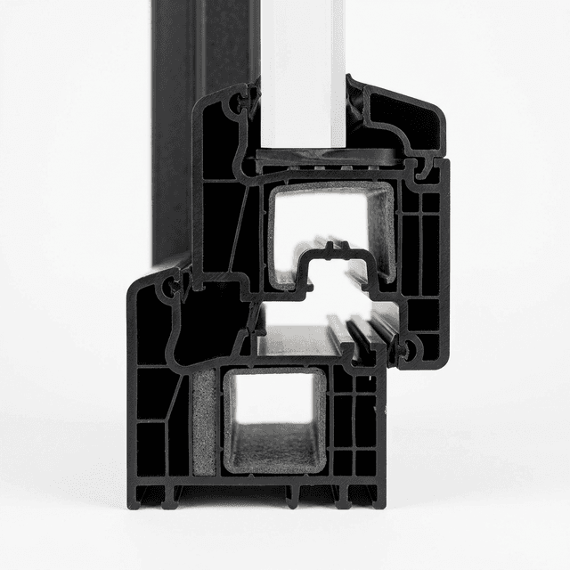 Doorsnede PVC raamprofiel Eko-Okna met kamers