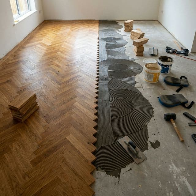 Herringbone Flooring Install